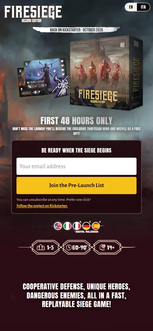 Firesiege landing page