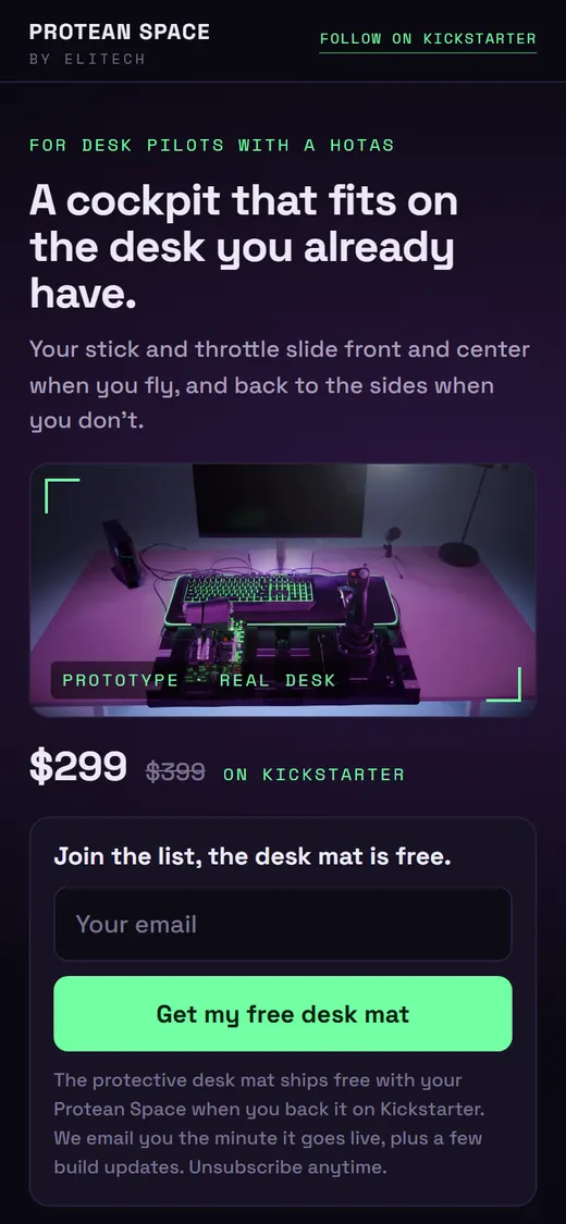Protean Space landing page