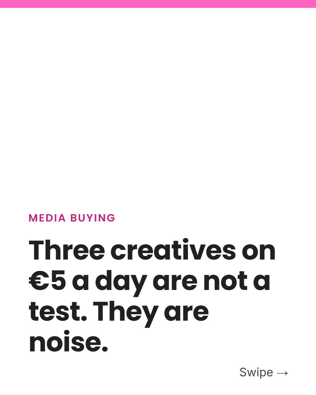MG note: three creatives on 5 euros a day are not a test